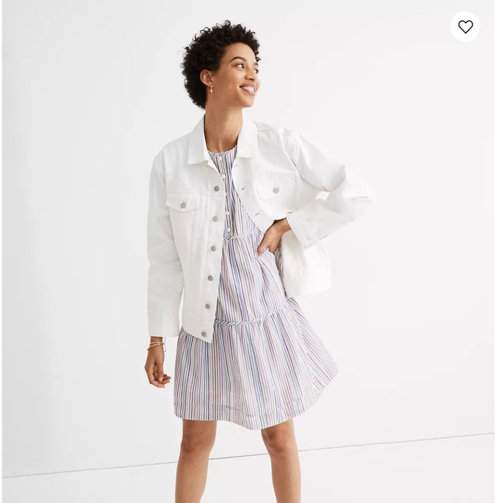 Madewell Oversized Trucker White Denim Jean Jacket - Size S